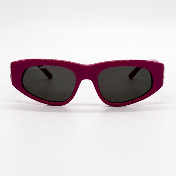 NEW BALENCIAGA BB0095S 017 OVAL FUCHSIA GREY WOMEN SUNGLASSES BALENCIAGA - Picture 4 of 10